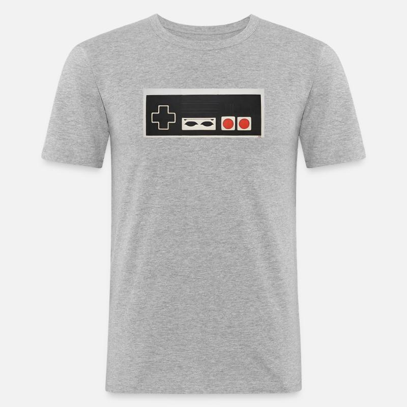 Entertainment System Controller / Retro Gamepad - Männer Slim Fit T-Shirt - Grau meliert