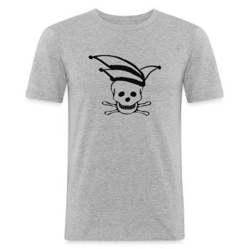 skull karneval - Männer Slim Fit T-Shirt - Grau meliert - Vorne - Nik (191cm)