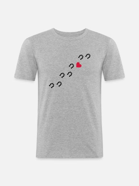 Symbole - Hufe Herz - Männer Slim Fit T-Shirt - Grau meliert