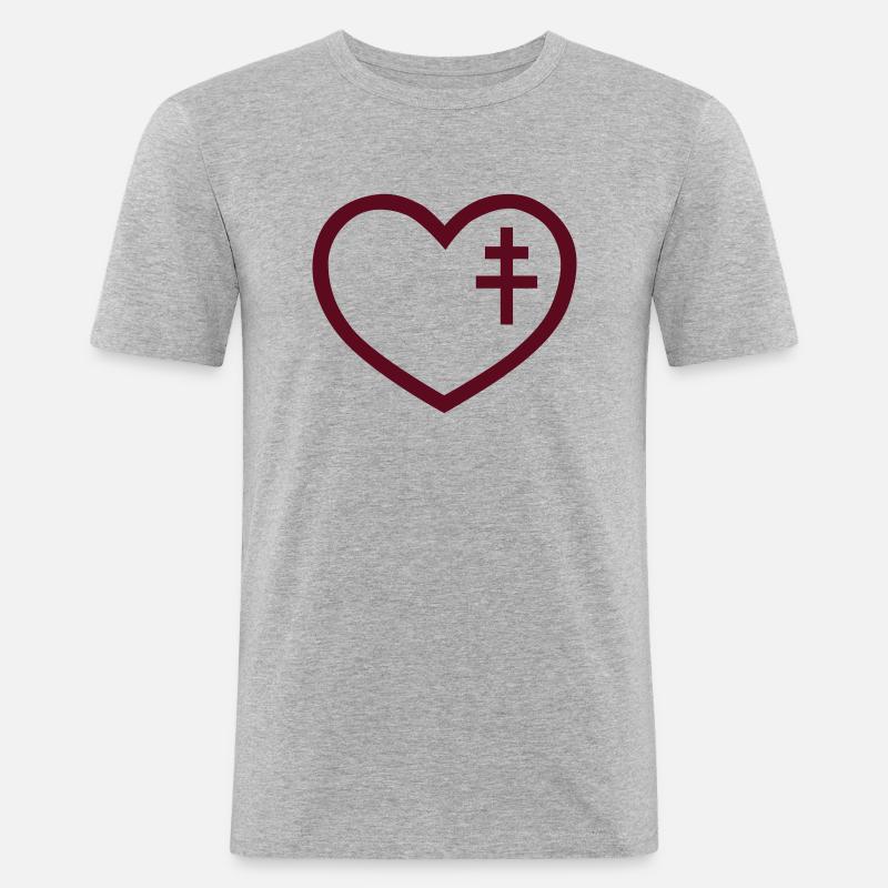 Herz Lothringen - vectoriale - Männer Slim Fit T-Shirt - Grau meliert