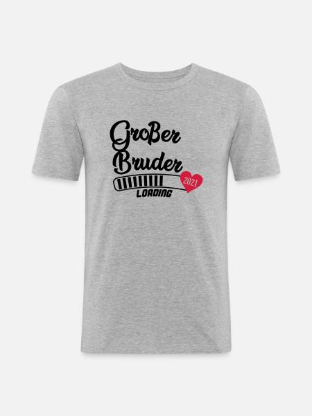 großer bruder loading 2021 - Männer Slim Fit T-Shirt - Grau meliert