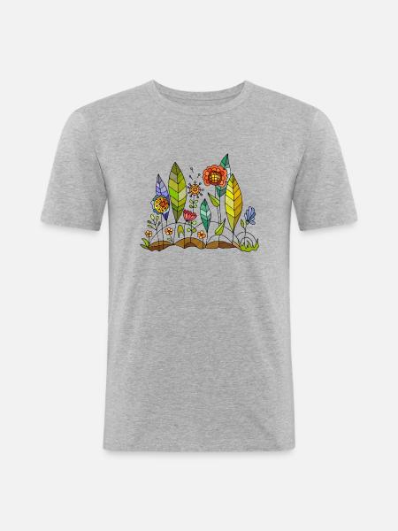 Fleur - T-shirt près du corps Homme - gris chiné