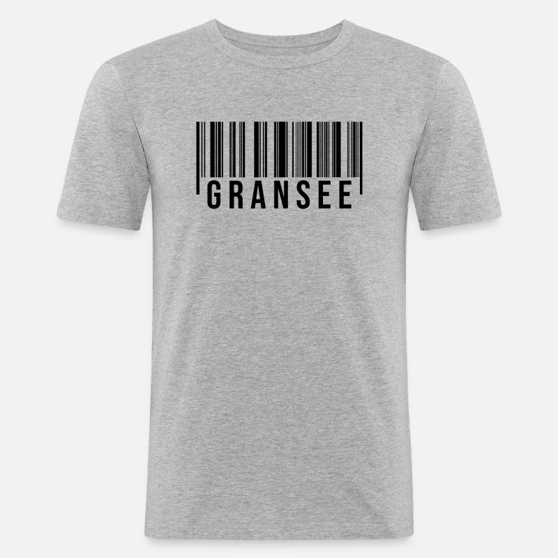 Gransee Strichcode - Männer Slim Fit T-Shirt - Grau meliert