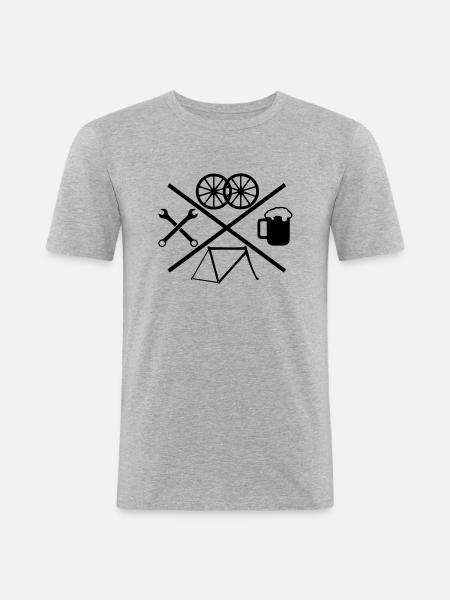 Cross Bike - Männer Slim Fit T-Shirt - Grau meliert