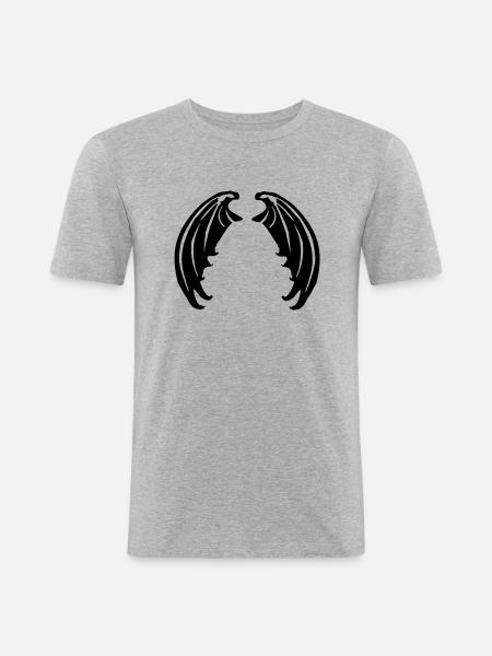 Flügel von Vampiren oder Teufelchen - Männer Slim Fit T-Shirt - Grau meliert