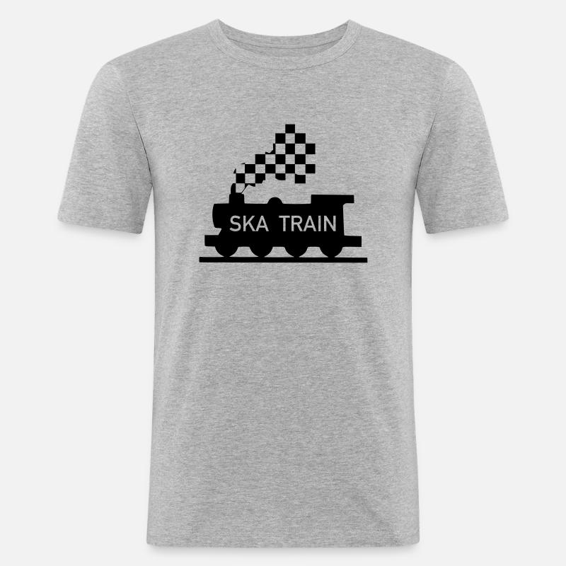 ska train - Männer Slim Fit T-Shirt - Grau meliert
