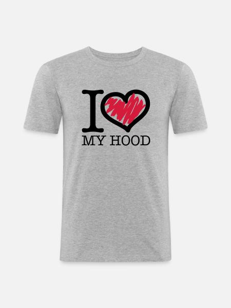 i_love_my_hood_c2 - Männer Slim Fit T-Shirt - Grau meliert