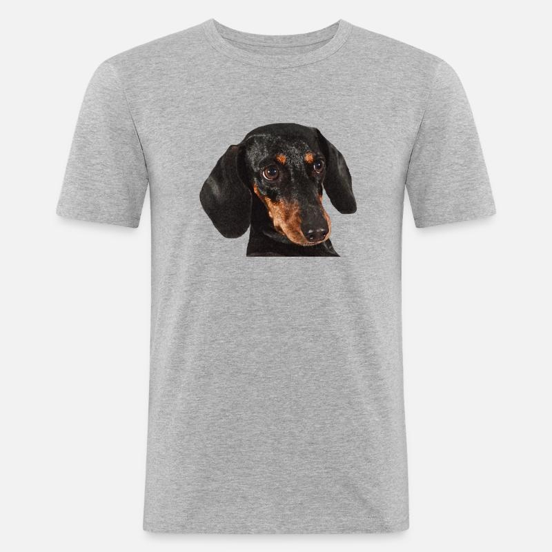 Dackel - Männer Slim Fit T-Shirt - Grau meliert