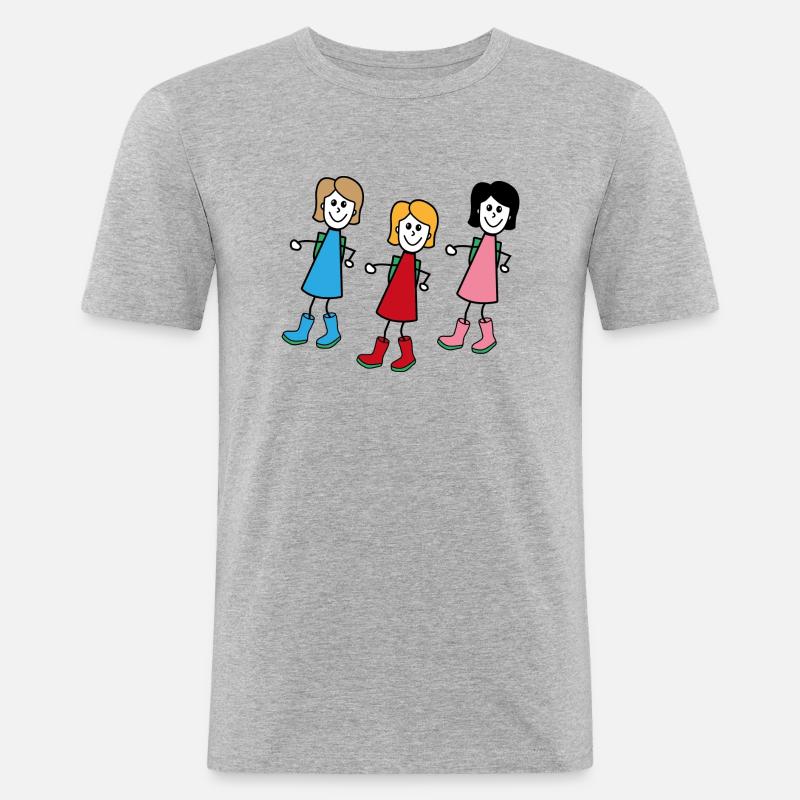 Frauen im Comic Style - Männer Slim Fit T-Shirt - Grau meliert