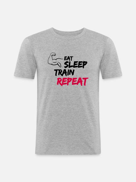 Eat Sleep Train Repeat - Men's Slim Fit T-Shirt - heather grey