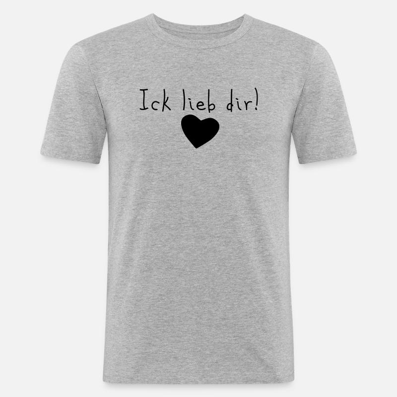 ick lieb dir - Männer Slim Fit T-Shirt - Grau meliert