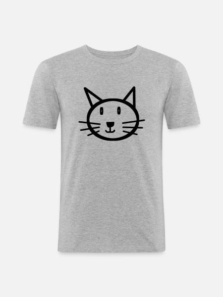 Katze Katzengesicht Geschenk Geschenkidee - Männer Slim Fit T-Shirt - Grau meliert