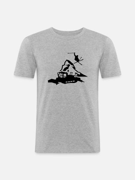 Cervin en Suisse - T-shirt près du corps Homme - gris chiné