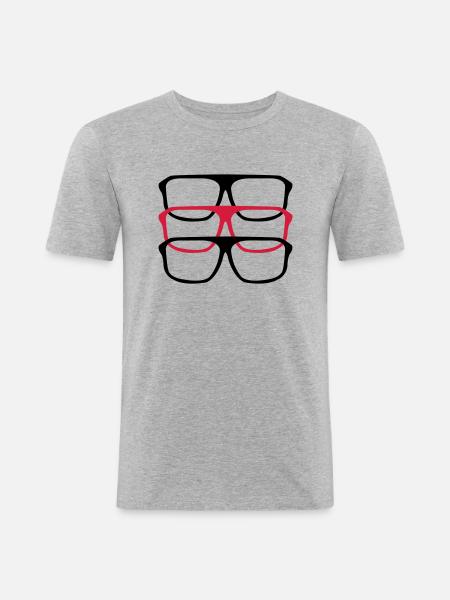brille_03 - Men's Slim Fit T-Shirt - heather grey