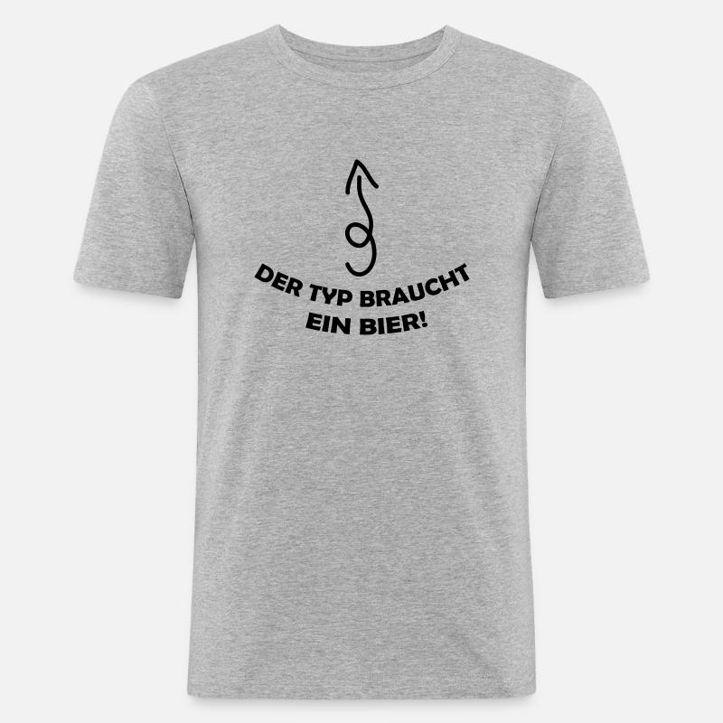 der_typ_braucht_ein_bier_001 - Männer Slim Fit T-Shirt - Grau meliert