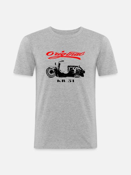 Simson Schwalbe CYCLOmoteur RDA - T-shirt près du corps Homme - gris chiné
