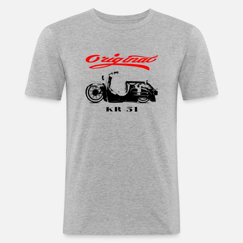 Simson Schwalbe DDR Moped - Männer Slim Fit T-Shirt - Grau meliert