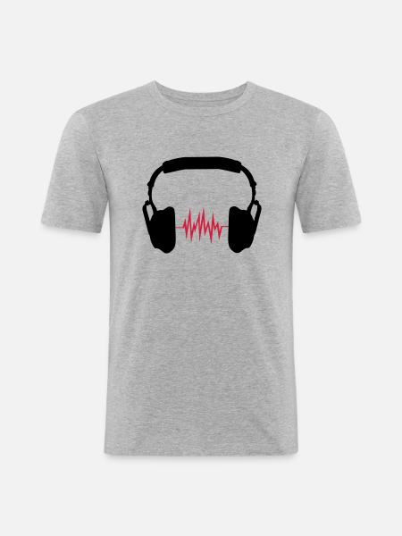 écouteurs - T-shirt près du corps Homme - gris chiné