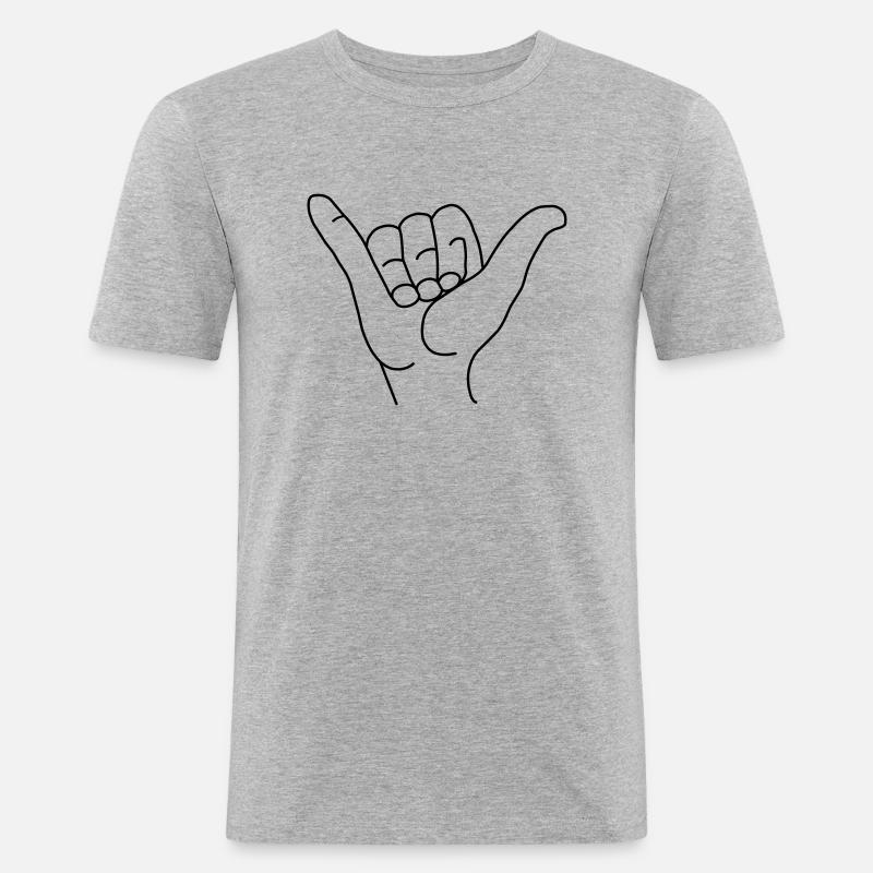 Surfer Gruß - Männer Slim Fit T-Shirt - Grau meliert