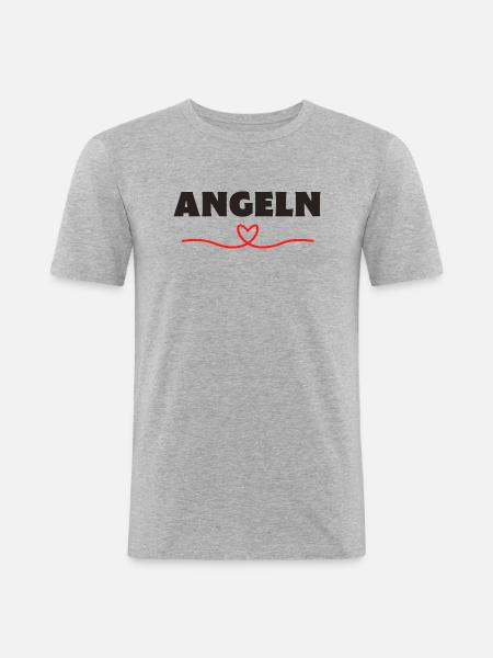 Angeln Angler Fischer - Männer Slim Fit T-Shirt - Grau meliert