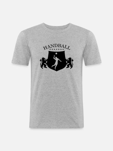 Handball crest - Men's Slim Fit T-Shirt - heather grey