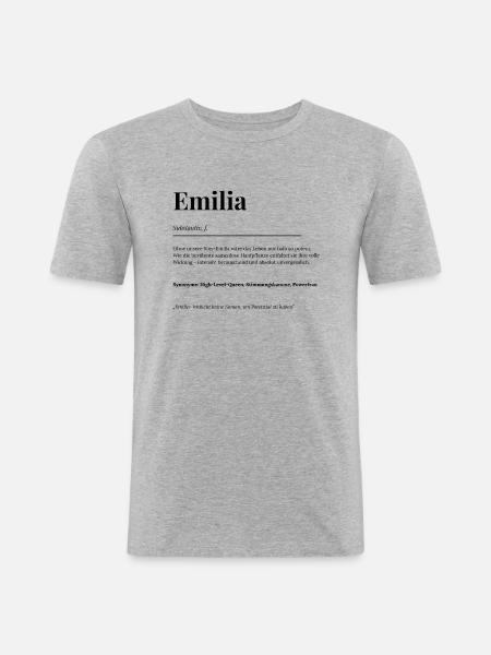 Emilia - Männer Slim Fit T-Shirt - Grau meliert