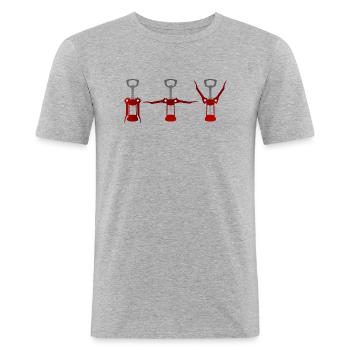 tire bouchon ensemble alcool humour - T-shirt près du corps Homme - gris chiné - Devant - Nik (191cm)