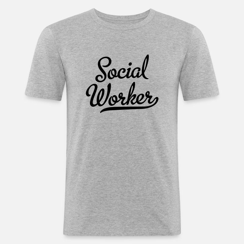 Sozialarbeiter - Männer Slim Fit T-Shirt - Grau meliert