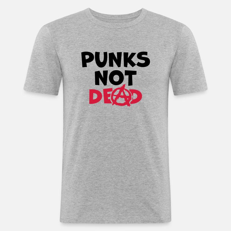 Zitat punks not dead - Männer Slim Fit T-Shirt - Grau meliert