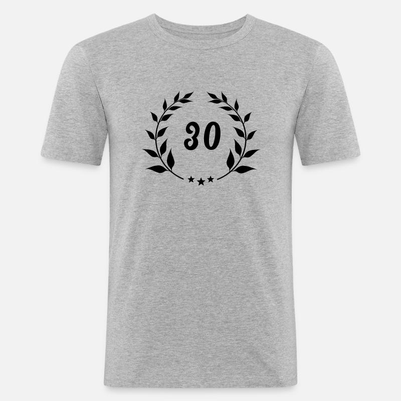 Meilenstein 30 - Männer Slim Fit T-Shirt - Grau meliert