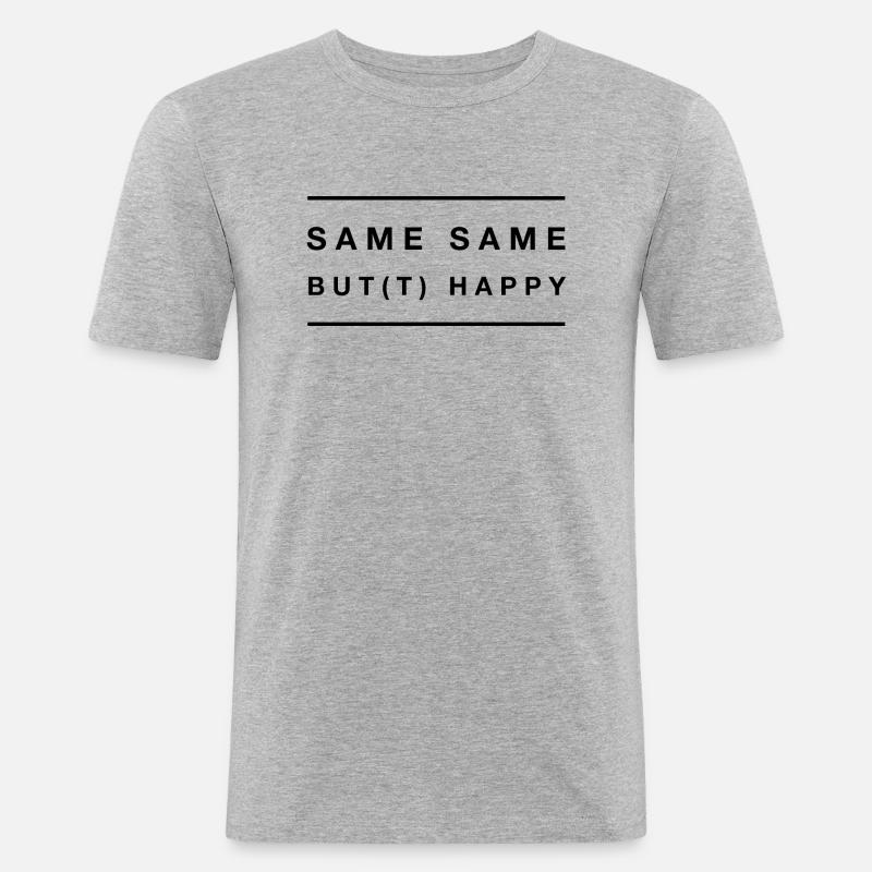 same same but happy - Männer Slim Fit T-Shirt - Grau meliert
