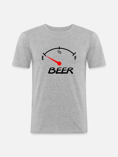 beer - Männer Slim Fit T-Shirt - Grau meliert