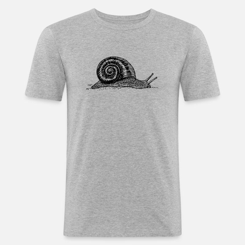 Black and withe snail - Men's Slim Fit T-Shirt - heather grey