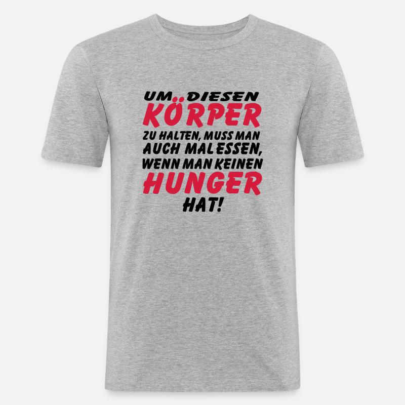 koerper_hunger_vec_2 de anl - Männer Slim Fit T-Shirt - Grau meliert
