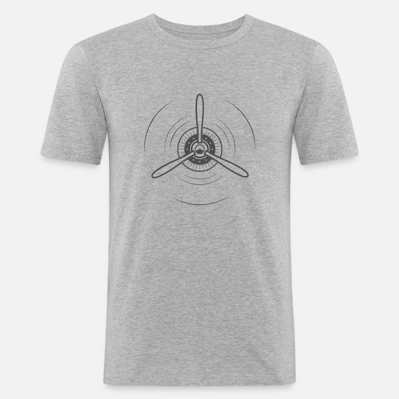 Propeller Pilot Piloten Flugzeug Geschenk - Männer Slim Fit T-Shirt - Grau meliert