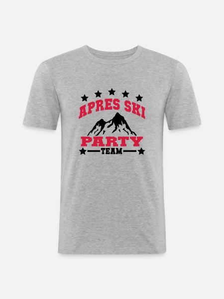 apres_ski_5_2f - Männer Slim Fit T-Shirt - Grau meliert