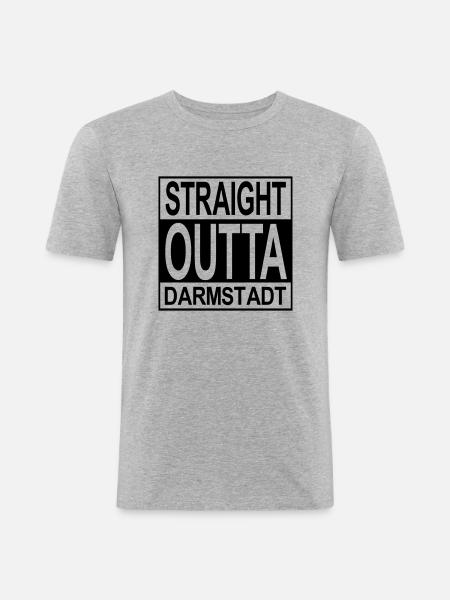 Straight outta Darmstadt - Männer Slim Fit T-Shirt - Grau meliert