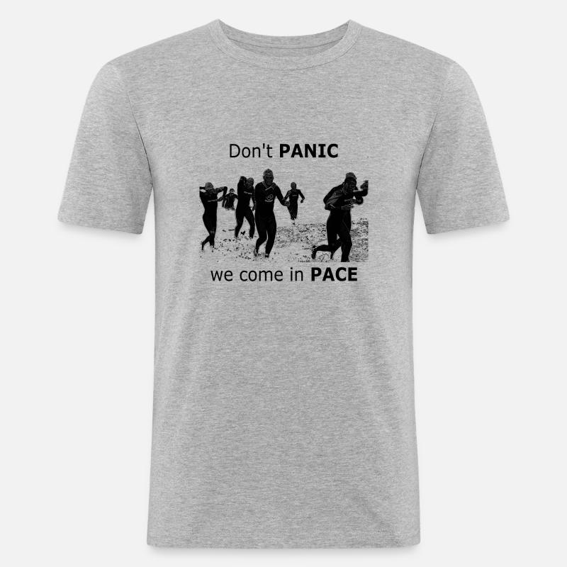 We come in pace - Männer Slim Fit T-Shirt - Grau meliert