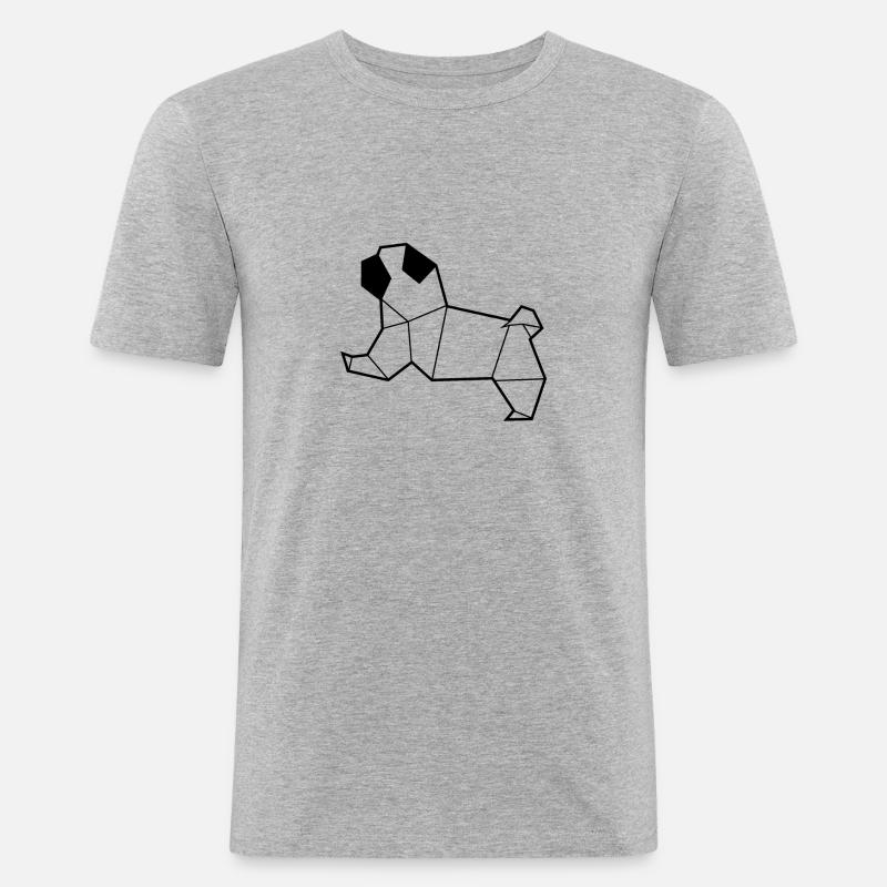 Kleiner Mops Poly Art Geschenkhund - Männer Slim Fit T-Shirt - Grau meliert