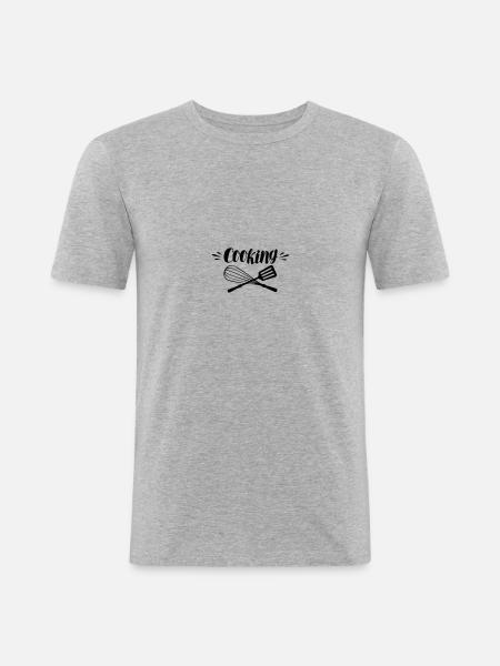 Kochen - Männer Slim Fit T-Shirt - Grau meliert