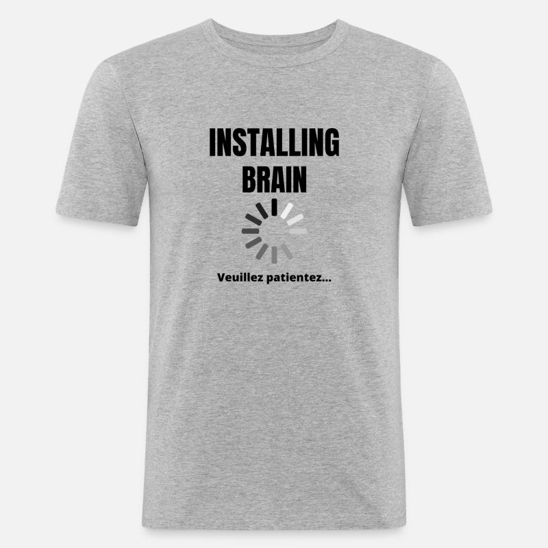 Installing brain - Männer Slim Fit T-Shirt - Grau meliert