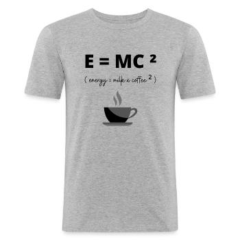 E= MC², energy = milk x coffee ² gift humor - Men's Slim Fit T-Shirt - heather grey - Front - Nik (191cm)