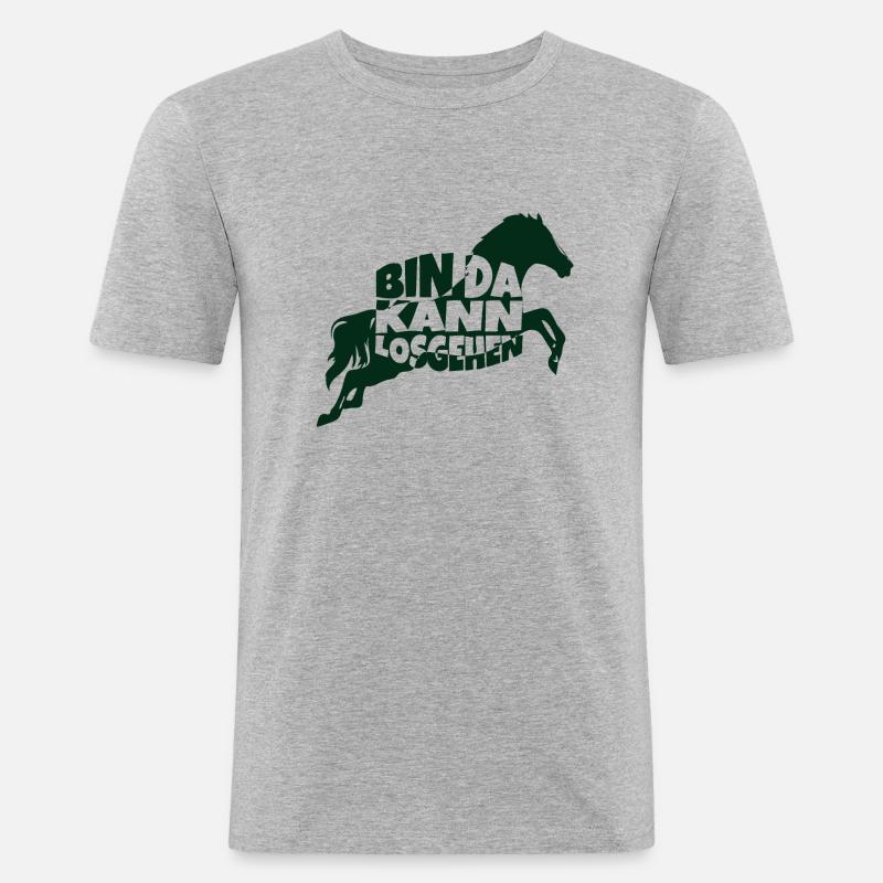bin da pferd 1 - Männer Slim Fit T-Shirt - Grau meliert