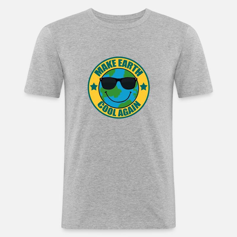Make Earth cool again - Männer Slim Fit T-Shirt - Grau meliert
