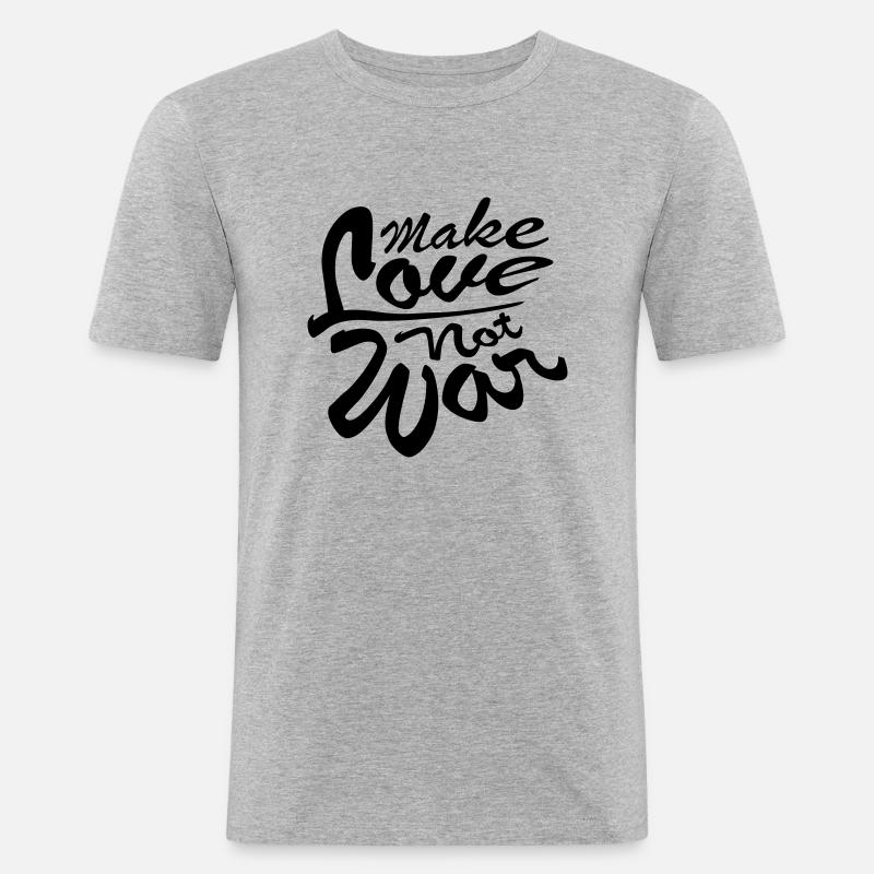Text Make Love - Männer Slim Fit T-Shirt - Grau meliert