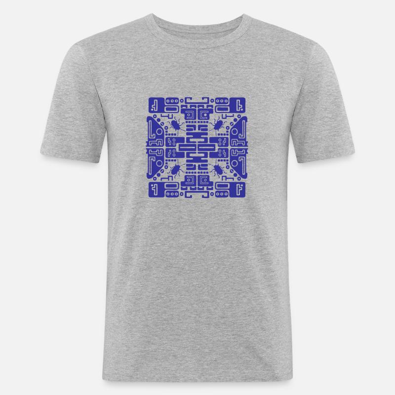 computer bug progamming - Männer Slim Fit T-Shirt - Grau meliert