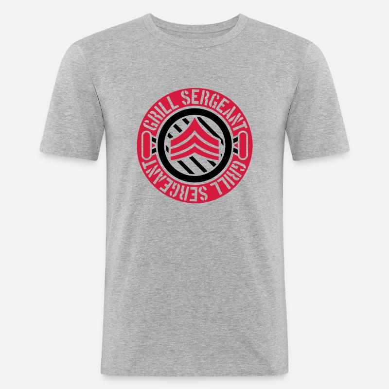 Barbecue Grill Sergeant Stempel - Männer Slim Fit T-Shirt - Grau meliert