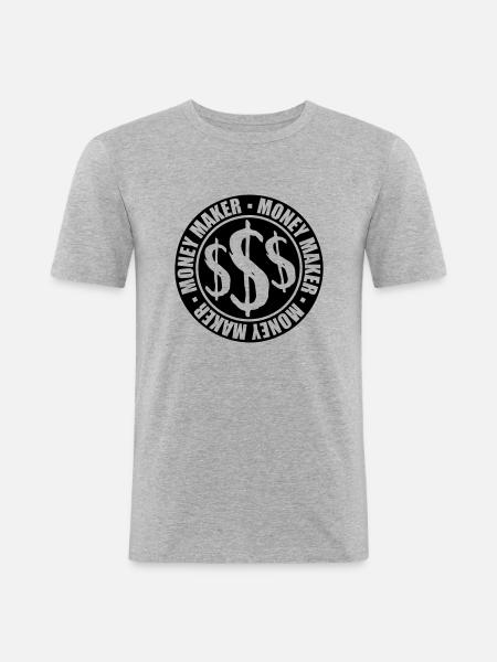 Logo Around Money Maker - Men's Slim Fit T-Shirt - heather grey