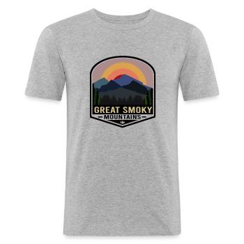 Great Smoky Mountains - T-shirt près du corps Homme - gris chiné - Devant - Nik (191cm)