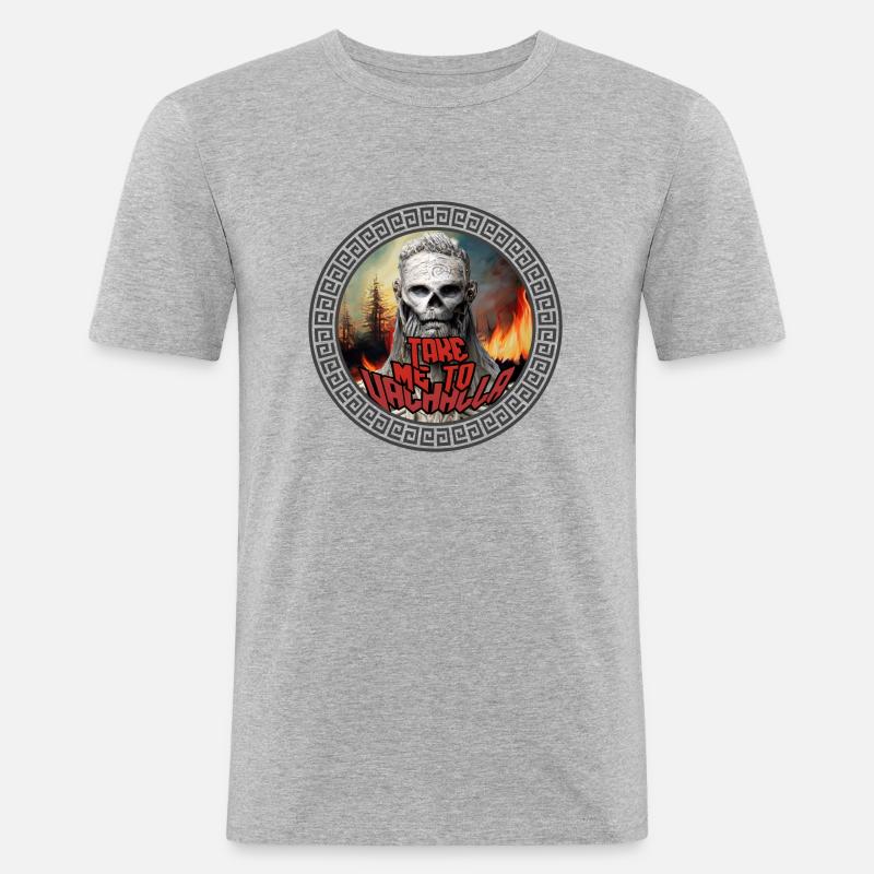 Wikinger Bring mich nach Walhalla - Männer Slim Fit T-Shirt - Grau meliert